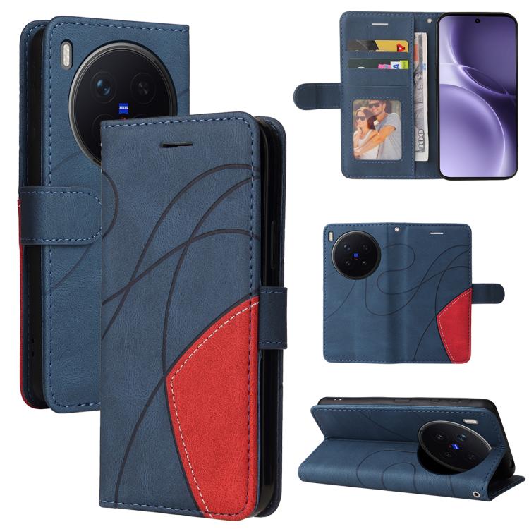 

For vivo X300 Pro Dual-color Splicing Flip Leather Phone Case(Blue)
