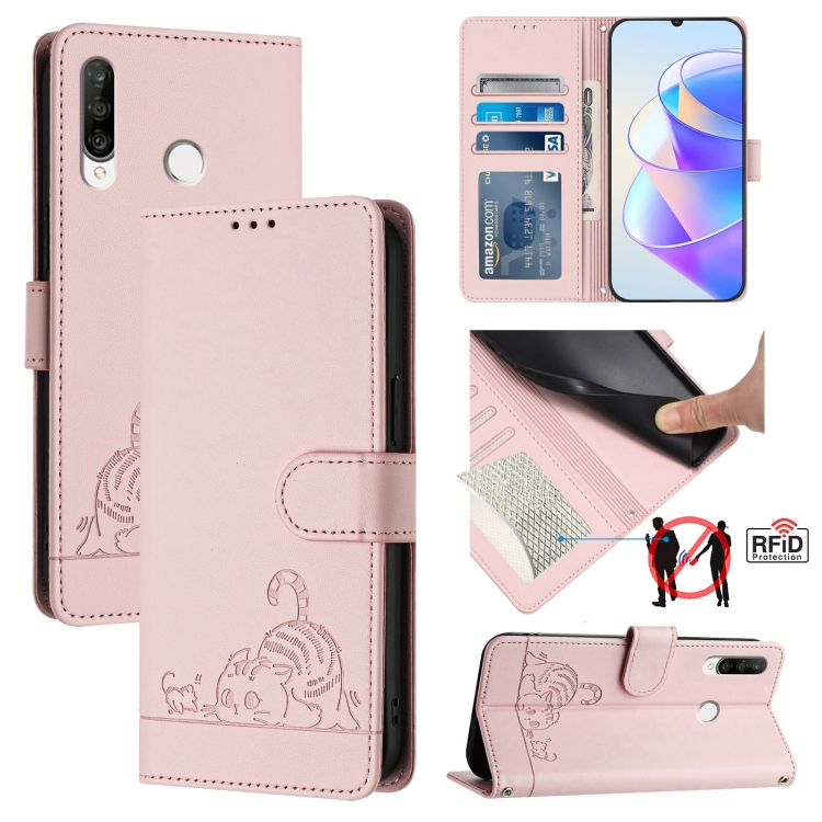 Copertura Per Huawei P30 Lite/Nova 4e – Portafoglio In Similpelle PU Con Stampa Cani E Gatti, Slot Carte, Supporto E Chiusura Magnetica (verde)