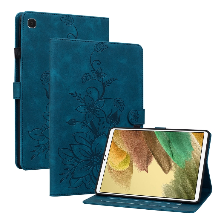 

For Samsung Galaxy Tab S5e T720 Lily Embossed Leather Tablet Case(Dark Blue)