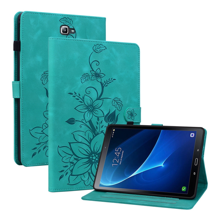 

For Samsung Galaxy Tab A 10.1 2016 Lily Embossed Leather Tablet Case(Green)