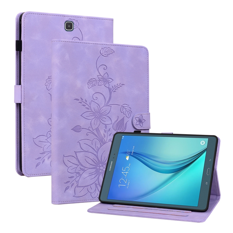 

For Samsung Galaxy Tab A 9.7 T550 T555 Lily Embossed Leather Tablet Case(Purple)