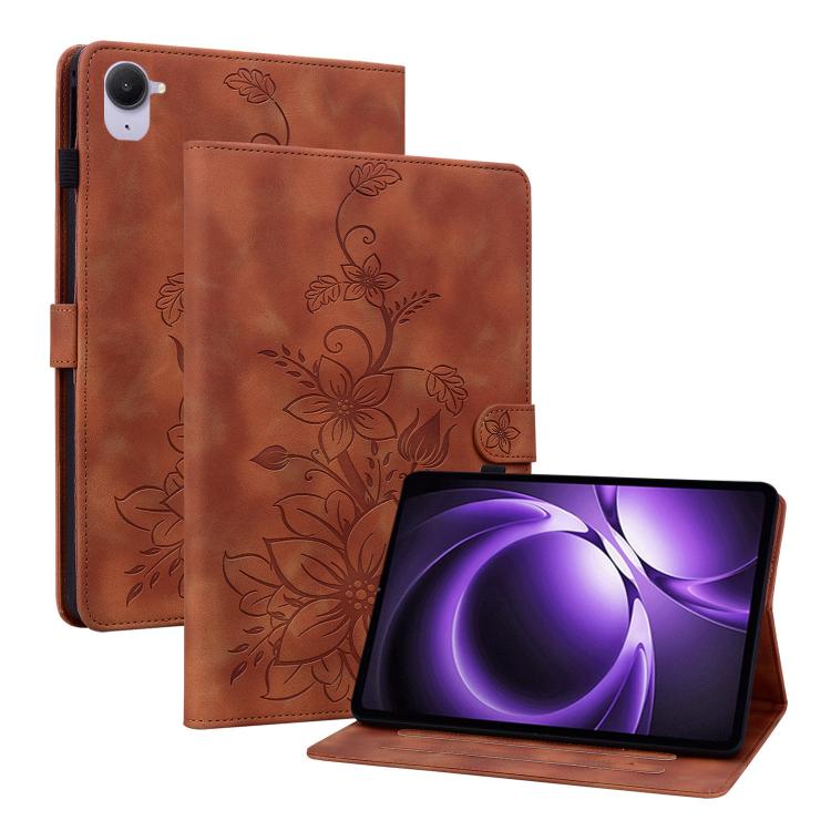 

For Xiaomi Redmi K Pad 8.8 inch Lily Embossed Leather Tablet Case(Brown)