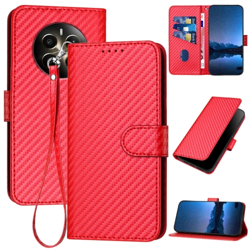 

For Realme 12+ / Narzo 70 Pro 5G India YX0070 Carbon Fiber Buckle Leather Phone Case with Lanyard(Red)