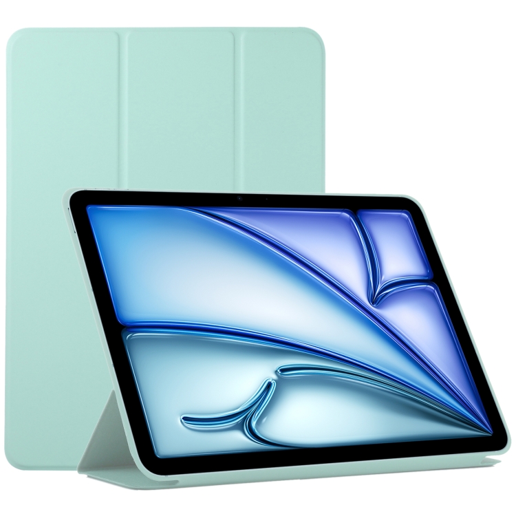 

For iPad Air 11 2024 Double-sided Clip Non-buckle Magnetic PU Smart Tablet Case(Light Green)