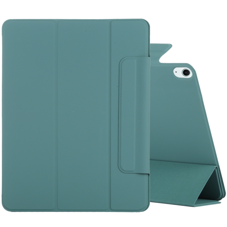 

For iPad Air 11 2024 Double-sided Clip Fixed Buckle Magnetic PU Leather Smart Tablet Case(Green)