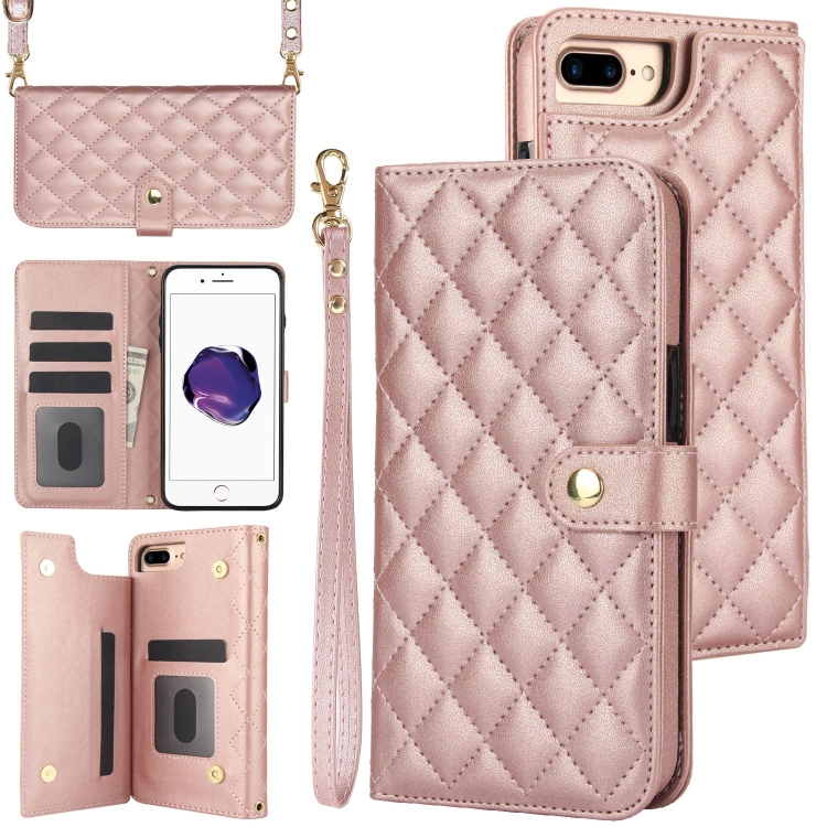 For iPhone Plus Plus Crossbody Multifunction Rhombic Leather