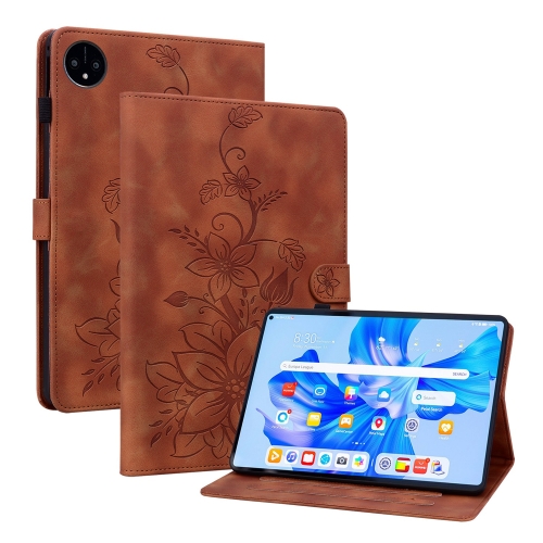 

For Huawei MatePad Pro 11 2022 Lily Embossed Leather Tablet Case(Brown)