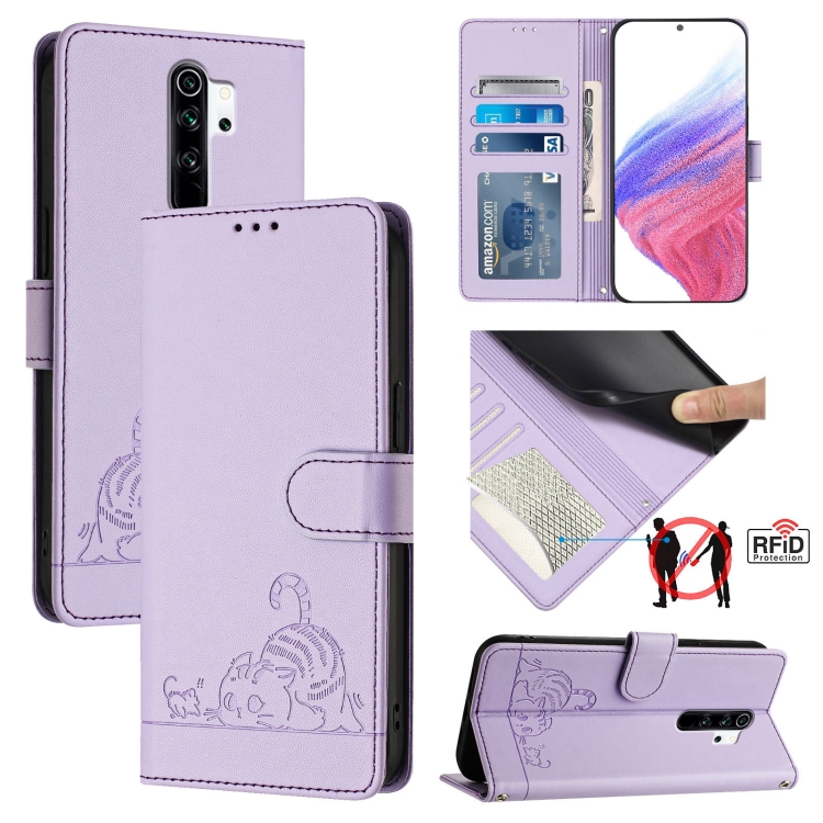 For Xiaomi Redmi Note Pro Cat Rat Embossed Pattern RFID Leather