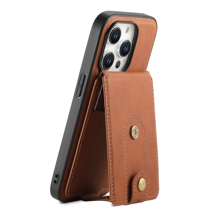 

For iPhone 12 Pro Max Denior D14 NK Retro Pattern MagSafe Magnetic Card Holder Leather Phone Case(Brown)