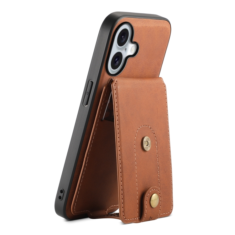

For iPhone 16 Plus Denior D14 NK Retro Pattern MagSafe Magnetic Card Holder Leather Phone Case(Brown)