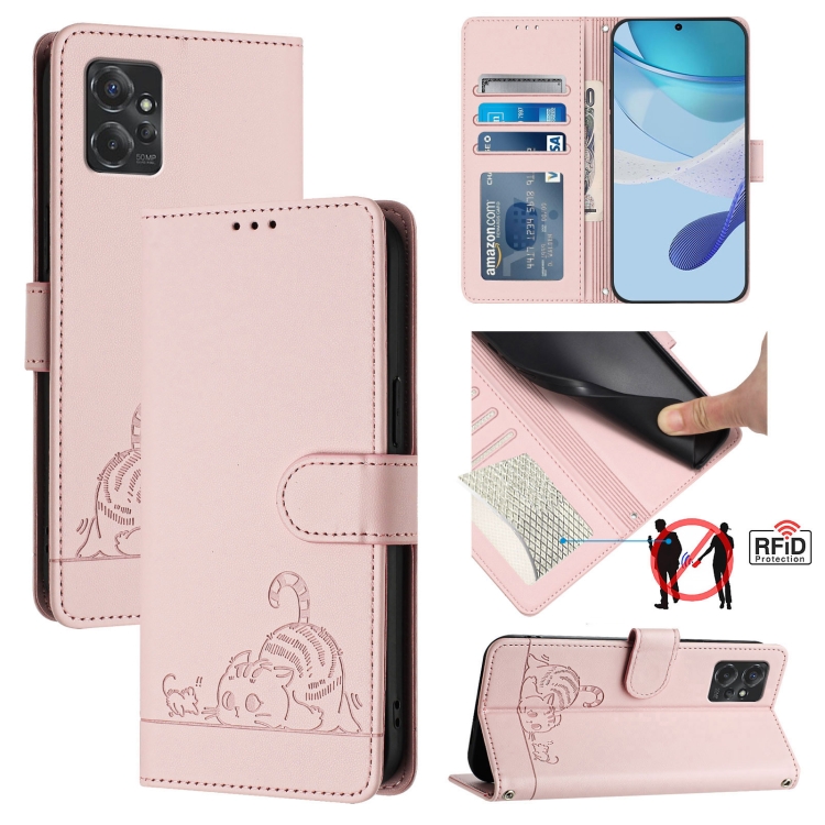 For Motorola Moto G Power 2023 Cat Rat Embossed Pattern RFID