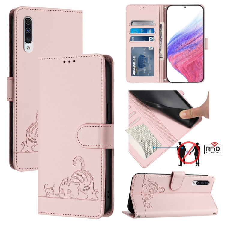 For Samsung Galaxy A50/A30s/A50s Cat Rat Embossed Pattern