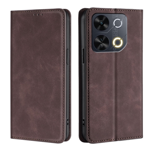 

For Itel P65 Skin Feel Magnetic Leather Phone Case(Dark Brown)