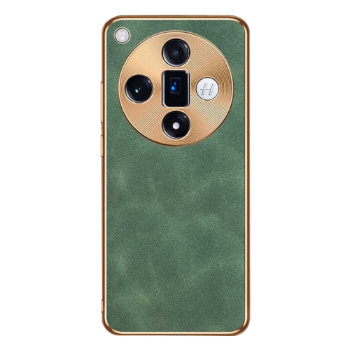 

For OPPO Find X7 Electroplating Lambskin Leather Phone Case(Green)