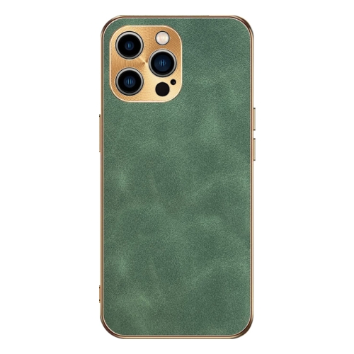 

For iPhone 15 Pro Max Electroplating Lambskin Leather Phone Case(Green)