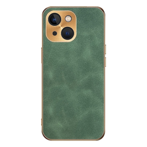 

For iPhone 14 Electroplating Lambskin Leather Phone Case(Green)