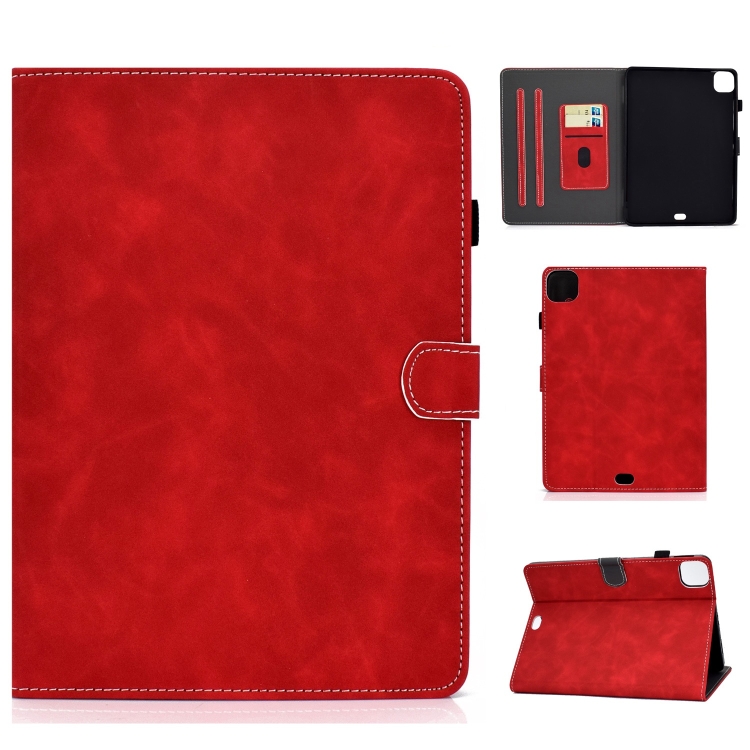 

For iPad Pro 11 2024 Cowhide Texture Tablet Leather Smart Case(Red)