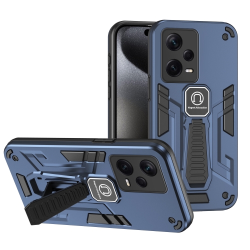 

For Xiaomi Redmi Note 12 Pro+ Shockproof Holder Phone Case(Blue)