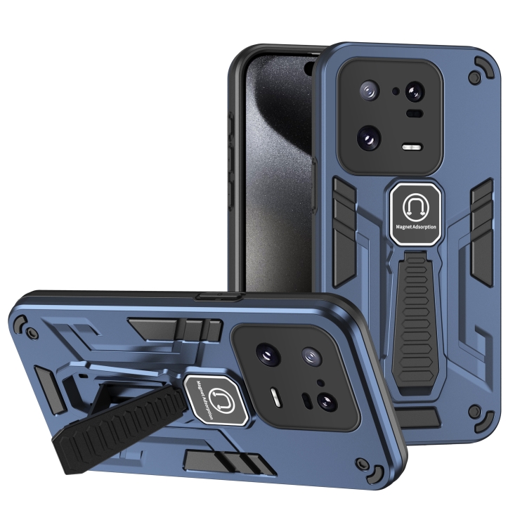 

For Xiaomi 13 Pro Shockproof Holder Phone Case(Blue)