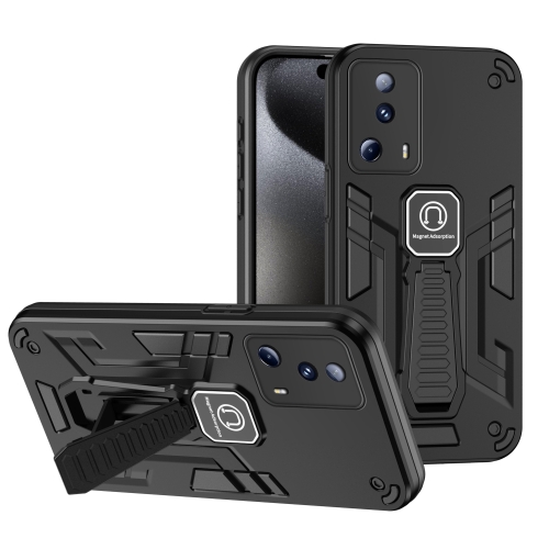 

For Xiaomi 13 Lite Shockproof Holder Phone Case(Black)