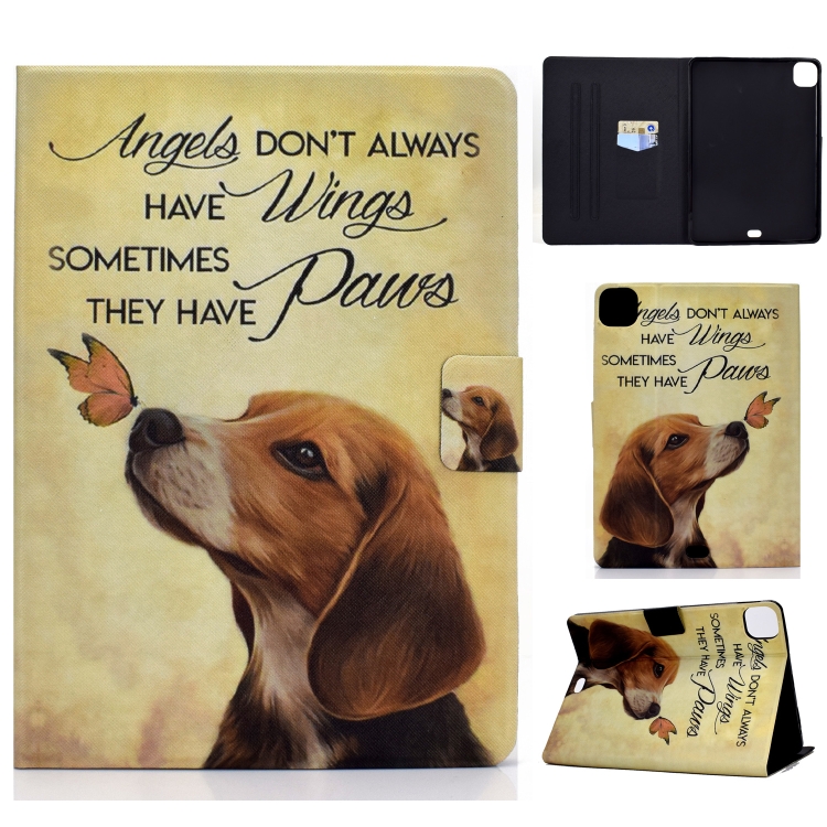 

For iPad Pro 11 2024 Colored Drawing Horizontal Flip Tablet Leather Case(Butterfly Dog)