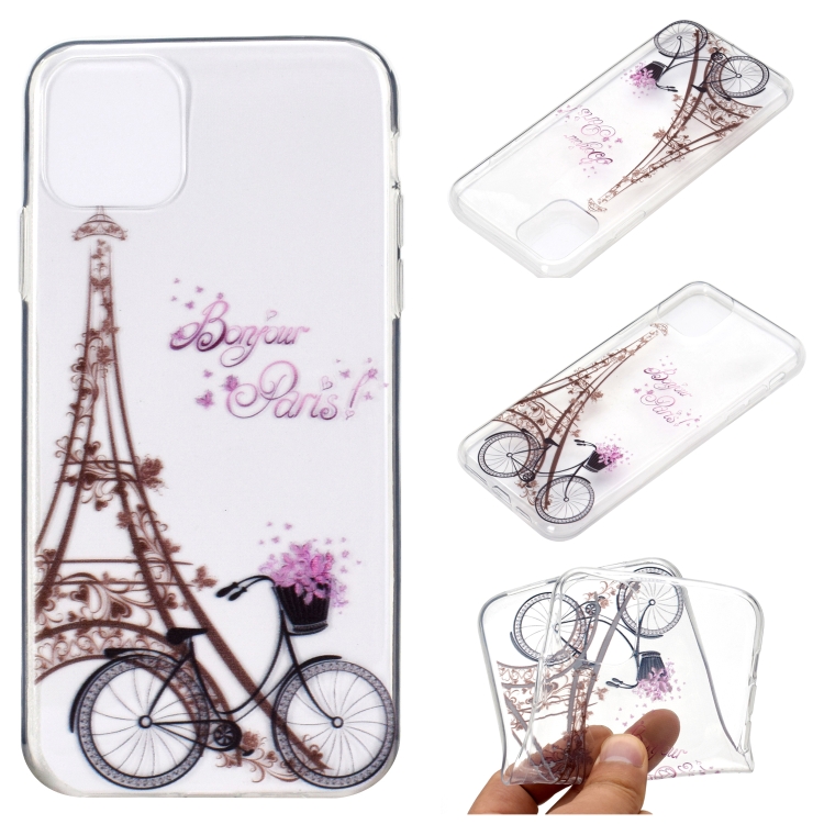 

For iPhone 12 Pro Max Coloured Drawing Pattern Transparent TPU Protective Case(Tower Bicycle)