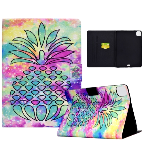 

For iPad Pro 11 2024 Colored Drawing Smart Leather Tablet Case(Colored Pineapple)