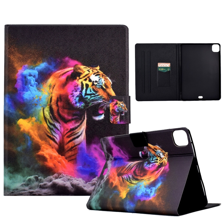 

For iPad Pro 11 2024 Colored Drawing Smart Leather Tablet Case(Tiger)