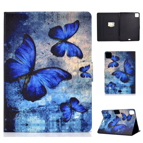 

For iPad Pro 11 2024 Voltage Colored Drawing Smart Leather Tablet Case(Retro Butterflies)