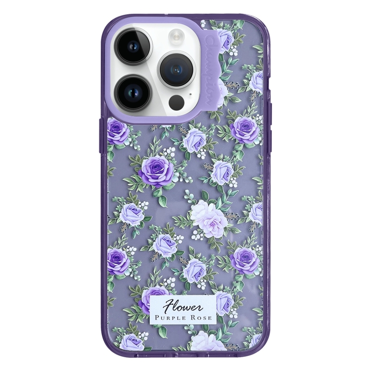 

For iPhone 13 Pro Max Colorful Wave Circle Creative Pattern Phone Case(Purple Flower)