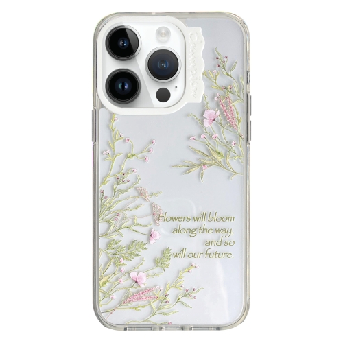 

For iPhone 14 Pro Max Colorful Wave Circle Creative Pattern Phone Case(White Flower)