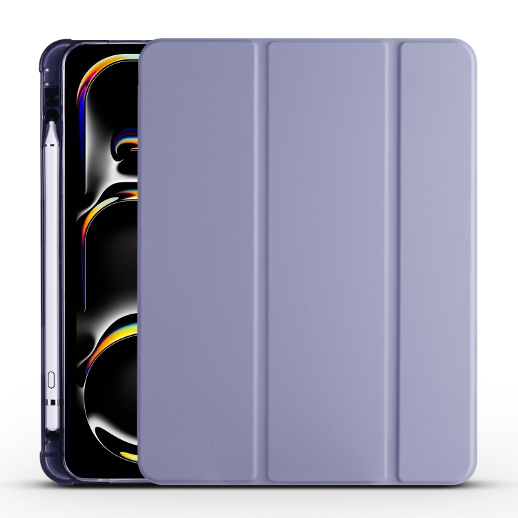 For iPad Pro 13 2024 3-fold TPU Leather Smart Tablet Case with Pen