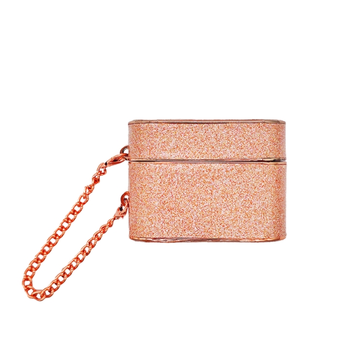 For AirPods Pro Cylindrical Glitter Leather Texture Bluetooth Earphone  Protective Case(Rose Gold)