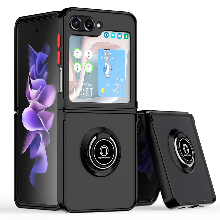 

For Samsung Galaxy Z Flip6 / Flip7 FE Q Shadow 1 Series TPU + PC Phone Case with Ring(Black+Red)
