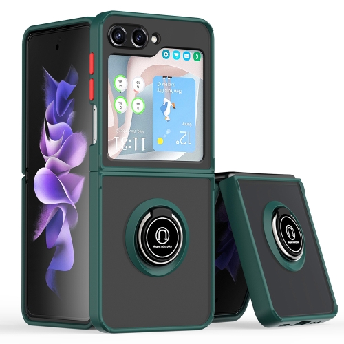 

For Samsung Galaxy Z Flip6 Q Shadow 1 Series TPU + PC Phone Case with Ring(Dark Green)