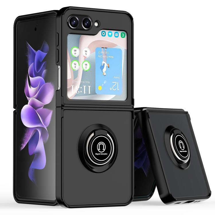 

For Samsung Galaxy Z Flip5 Q Shadow 1 Series TPU + PC Phone Case with Ring(Black+Black)