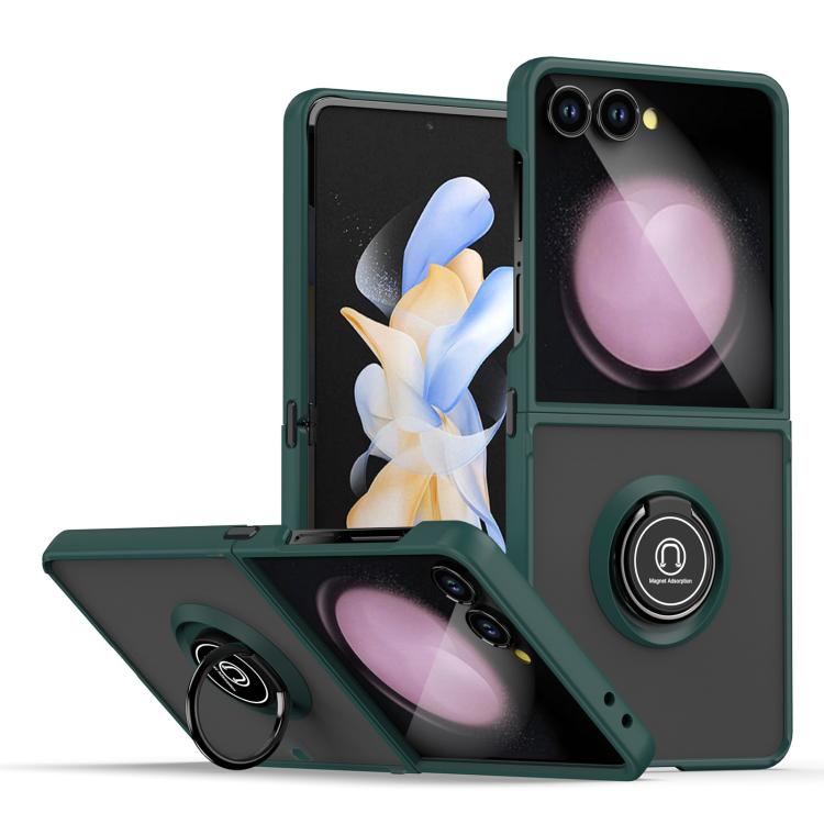 

For Samsung Galaxy Z Flip7 Q Shadow 1 Series TPU + PC Phone Case with Ring(Dark Green)