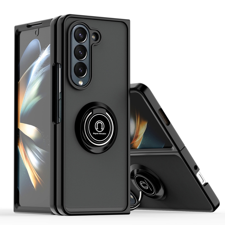 

For Samsung Galaxy Z Fold6 Q Shadow 1 Series TPU + PC Phone Case with Ring(Black+Black)