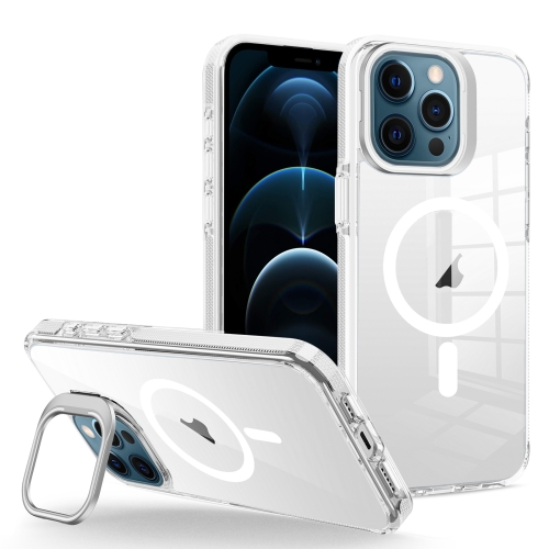 

For iPhone 12 Pro Max J2 High Transparent MagSafe Magnetic Frame Holder Phone Case(White)