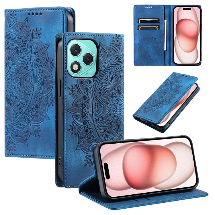 

For Honor 400 Lite Totem Embossed Magnetic Leather Phone Case(Blue)