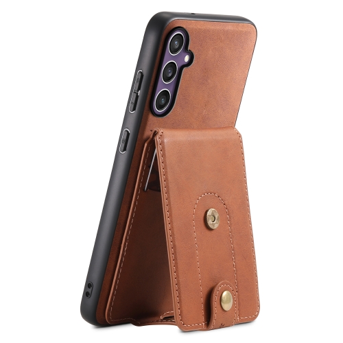For Samsung Galaxy S23 FE 5G Denior D14 NK Retro Pattern MagSafe Magnetic Card Holder Leather Phone Case(Brown)