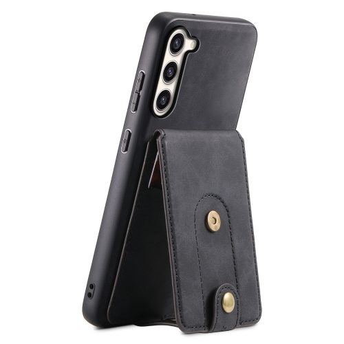 For Samsung Galaxy S23+ 5G Denior D14 NK Retro Pattern MagSafe Magnetic Card Holder Leather Phone Case(Black) 2021 new love embroidery pattern jeans y2k tube loose thin high waist straight retro wide leg denim pants casual denim trousers
