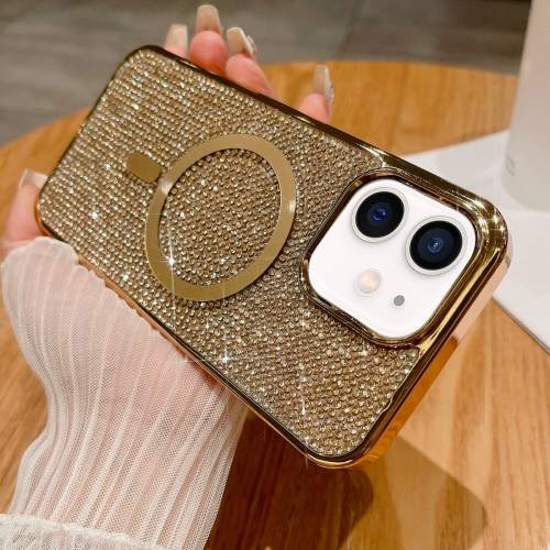 

For iPhone 11 Diamonds Plated Magsafe Phone Case(Gold)