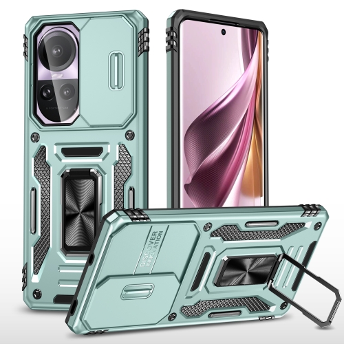 

For OPPO Reno10 Global Armor PC + TPU Camera Shield Phone Case(Alpine Green)