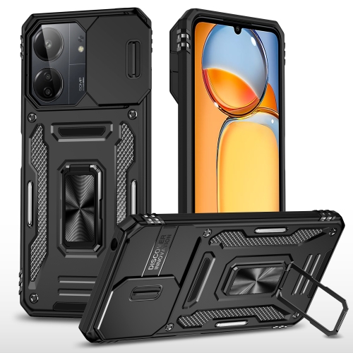 

For Xiaomi Poco C65/Redmi 13C Armor PC + TPU Camera Shield Phone Case(Black)