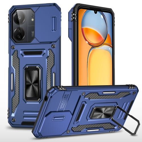 

For Xiaomi Redmi Note 13 Pro 4G Armor PC + TPU Camera Shield Phone Case(Navy Blue)