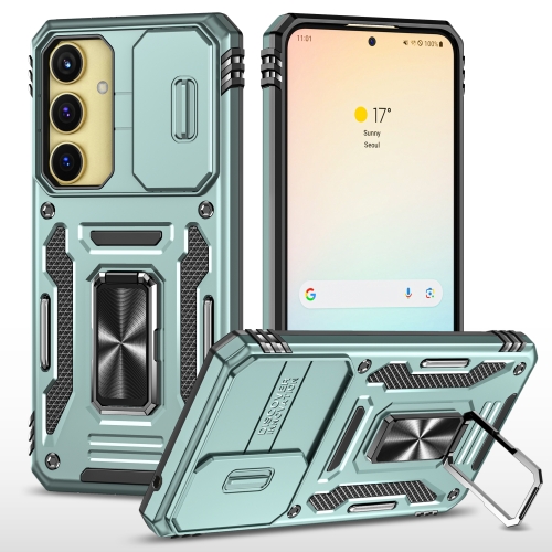 For Samsung Galaxy A35 5G/A55 5G Armor PC + TPU Camera Shield Phone Case(Alpine Green) 3 tons air jack 3 t pneumatic jack airbag horizontal pneumatic jack air flushing pressure and a daughter