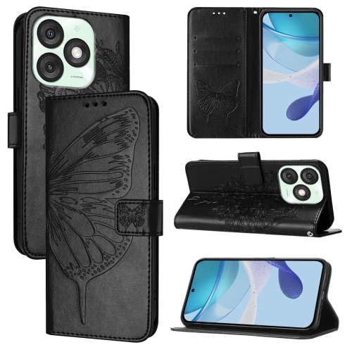 

For itel A50 Embossed Butterfly Leather Phone Case(Black)