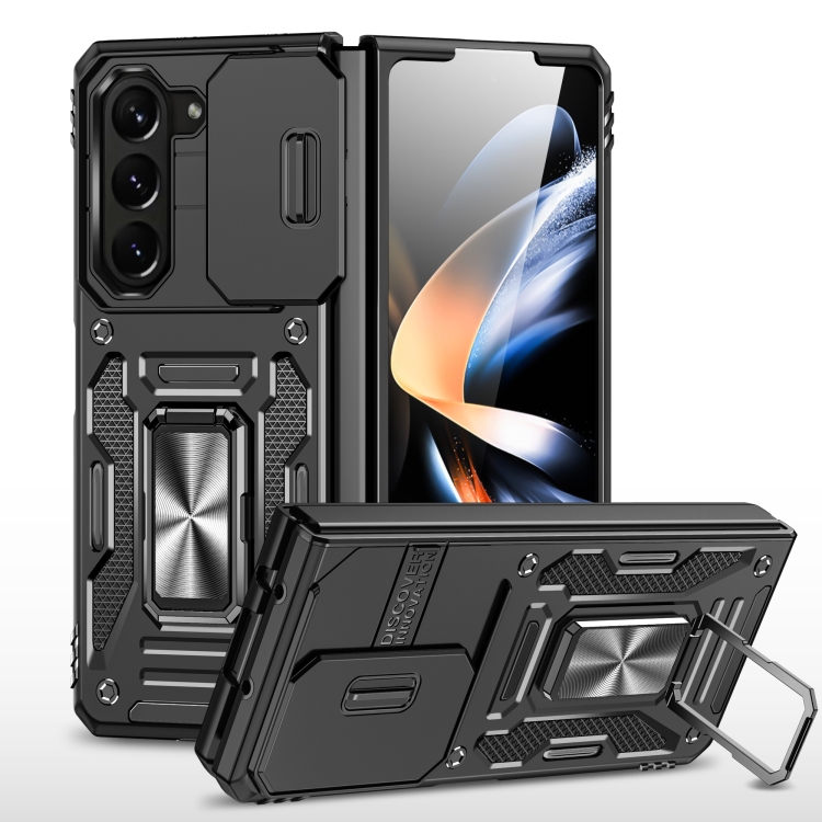 

For Samsung Galaxy Z Fold6 5G Armor PC + TPU Camera Shield Phone Case(Black)