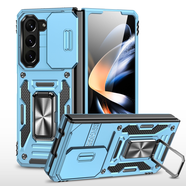 

For Samsung Galaxy Z Fold6 5G Armor PC + TPU Camera Shield Phone Case(Light Blue)
